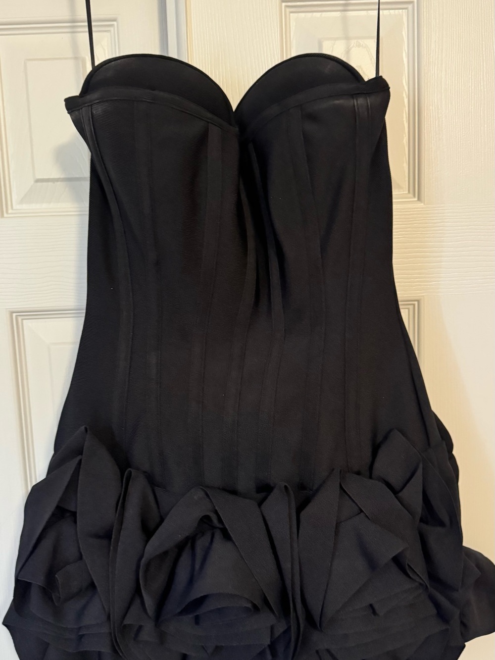 Fashion Nova Black Strapless Ruffled Hem Cocktail Dress